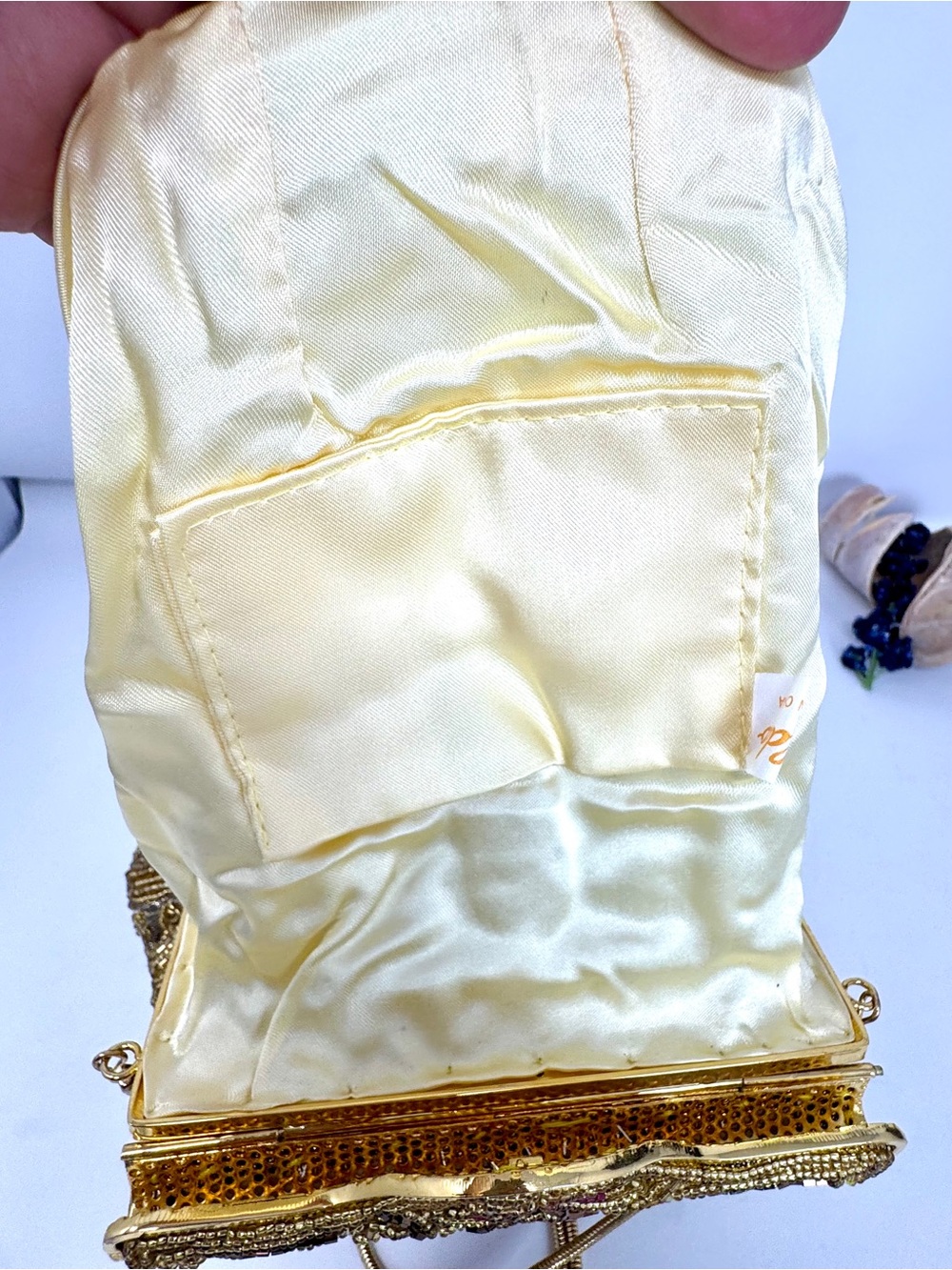 Vintage Gold Beaded Evening Bag Clutch 1980s Excellent Condition - Picture 7 of 11
